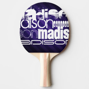 Custom Name on Deep Violet Purple Stripes Ping Pong Paddle