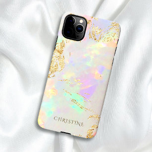custom name opal stone design iPhone 14 plus case