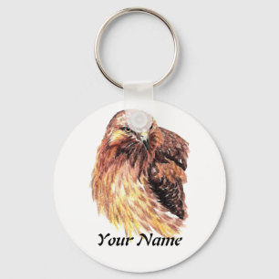 Custom Name or Business Red Tailed Hawk, Bird Keychain