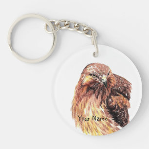 Custom Name or Business Red Tailed Hawk, Bird  Keychain