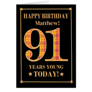 Custom Name or Relation 91st Birthday Tartan Card