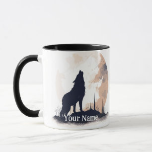 Custom Name or Text Howling Wolf Wolves Wildlife  Mug