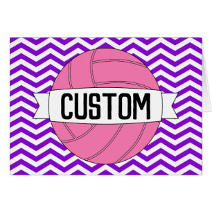 Custom Name or Text Pink Volleyball Greeting Card