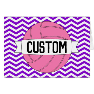 Custom Name or Text Pink Volleyball Greeting Card
