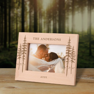 Custom Name Or Text Rustic Trees Forest  Etched Frames