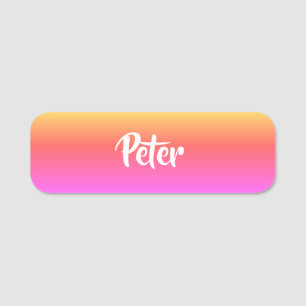 Custom name orange and pink ombre name tag