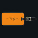 Custom Name Orange Black Valentine's Day Gift Luggage Tag<br><div class="desc">Custom name template and also personal details like name,  address,  phone number and email all of which you can edit. Designed with attractive solid bright orange colour background with black colour texts,  you can change both the colours if you wish.</div>