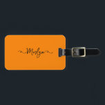 Custom Name Orange Black Valentine's Day Gift Luggage Tag<br><div class="desc">Custom name template and also personal details like name,  address,  phone number and email all of which you can edit. Designed with attractive solid bright orange colour background with black colour texts,  you can change both the colours if you wish.</div>