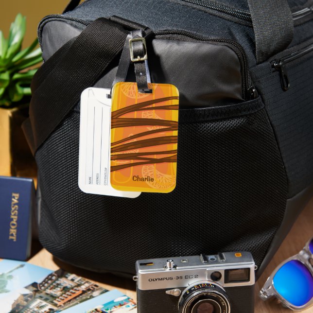 Custom name Orange Popsicle Luggage Tag (Front & Back)