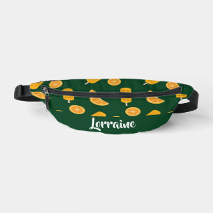 Custom name orange slices and ice cream green fanny pack
