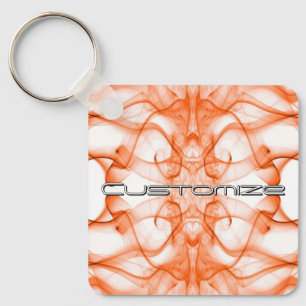 Custom Name Orange Smoke Symmetrical White Keychain
