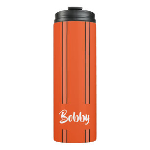 Custom name orange stripes thermal tumbler