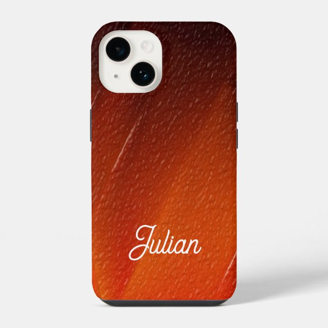 Custom name orange textured pattern iPhone case (Back)