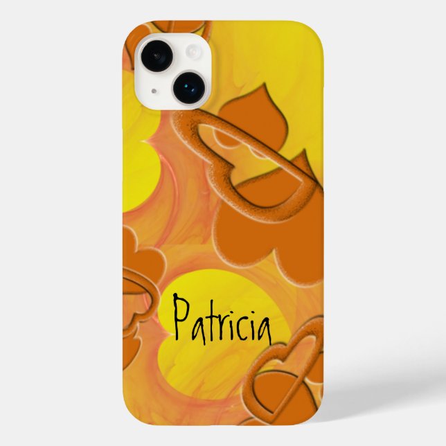 Custom Name Orange Yellow Hearts Artwork Case-Mate iPhone Case (Back)
