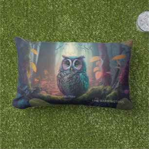Custom Name Owl Forest Lumbar Pillow