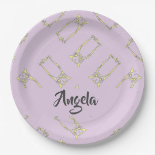 Custom name owls pattern paper plate