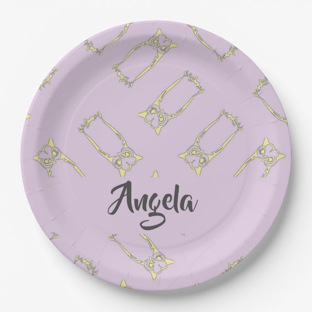 Custom name owls pattern paper plate (Front)