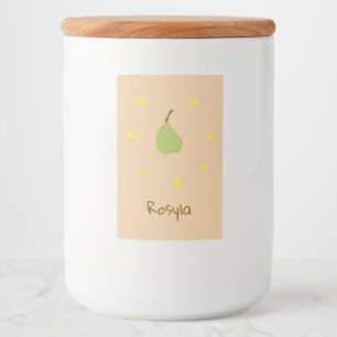 Custom name painted pear on brown food label