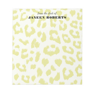 Custom Name Pale Green Leopard Print Notepad