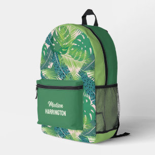 Custom Name Palm Leaves Printed Backpack