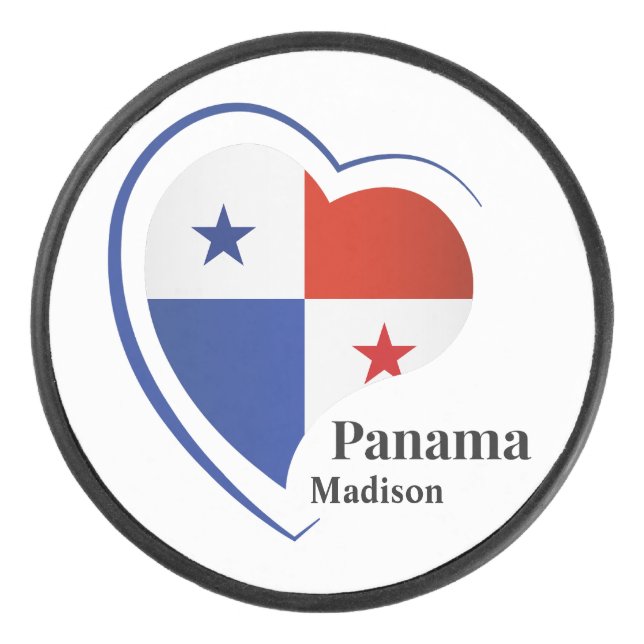 Custom Name Panama Love Hockey Puck (Front)