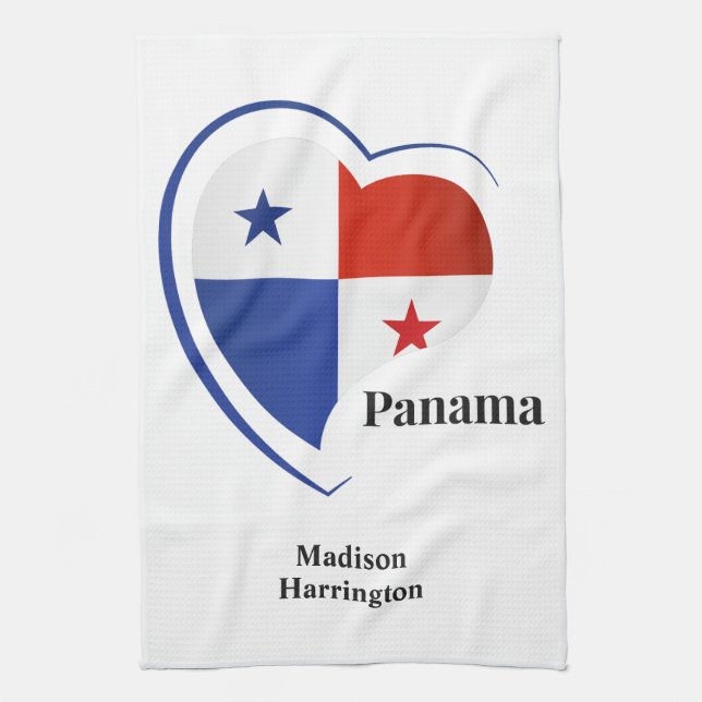 Custom Name Panama Love Kitchen Towel (Vertical)