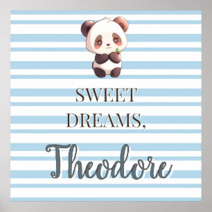 Custom Name Panda Bear Nursery Poster