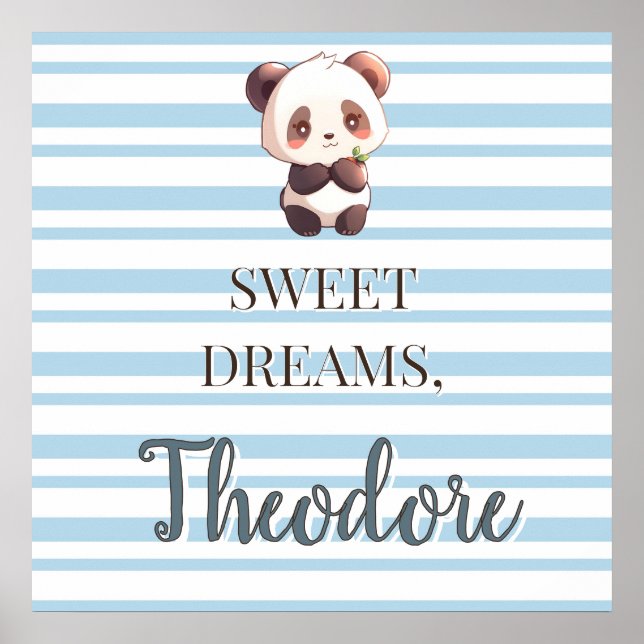 Custom Name Panda Bear Nursery Poster (Front)