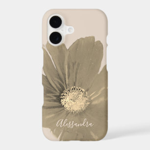Custom Name Pastel Beige Gold Watercolor Flower