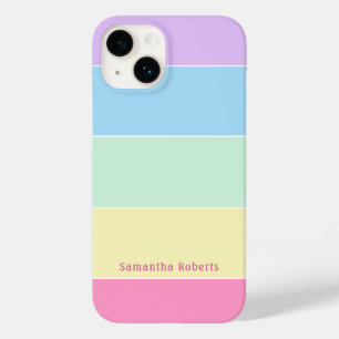 Custom Name Pastel Colors Horizontal Stripes  Case-Mate iPhone 14 Case