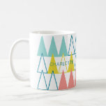 Custom Name Pastel Pattern Coffee Mug<br><div class="desc">Customize this bright and cheerful mug for yourself or for a special friend.
The geometric design in coral,  teal and yellow is simple,  stylish,  girly and trendy.</div>