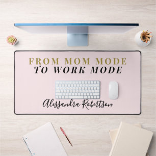Custom Name Pastel Pink Gold Black Minimalist Mom  Desk Mat