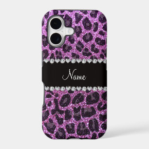 Custom name pastel purple glitter leopard print