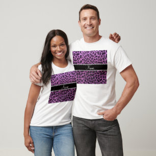 Custom name pastel purple glitter leopard print T-Shirt