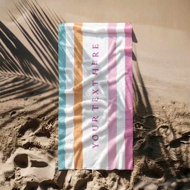 Custom Name Pastel Striped – Personalized Summer  Beach Towel (Creator Uploaded)