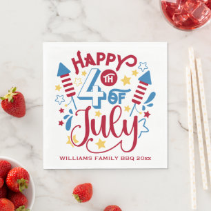 Custom Name Patriotic 4th of July Napkin
