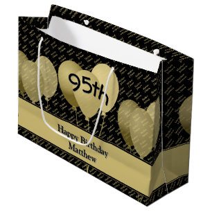 Custom Name Pattern - Gold/Black Balloons Large Gift Bag