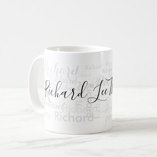 custom name pattern . personalized typography coffee mug (Front Left)