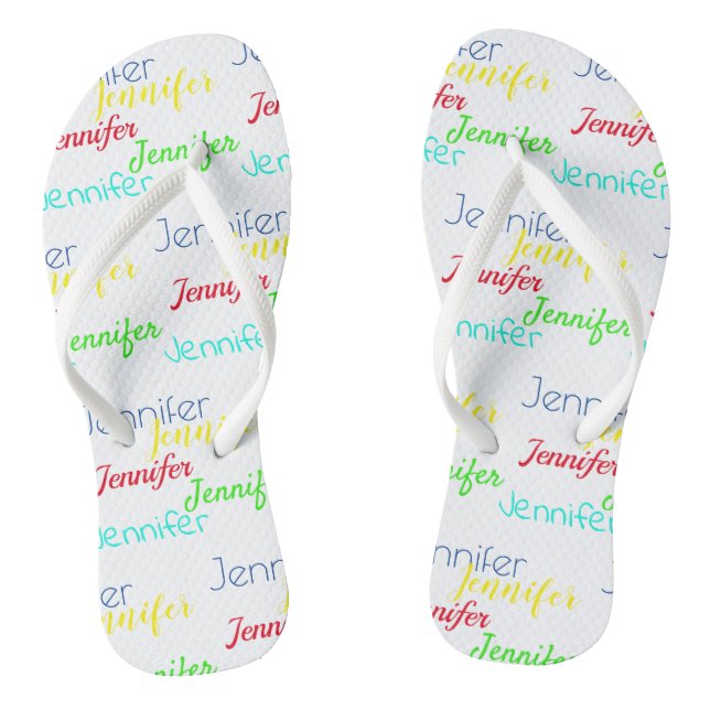 Custom name pattern Slim Straps Flip Flops (Footbed)