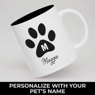 Custom Name Paw Monogram Mug Gift for Dog Mom Dad