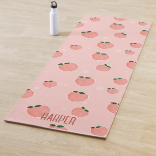 Custom Name Peach Fruit Pattern Yoga Mat