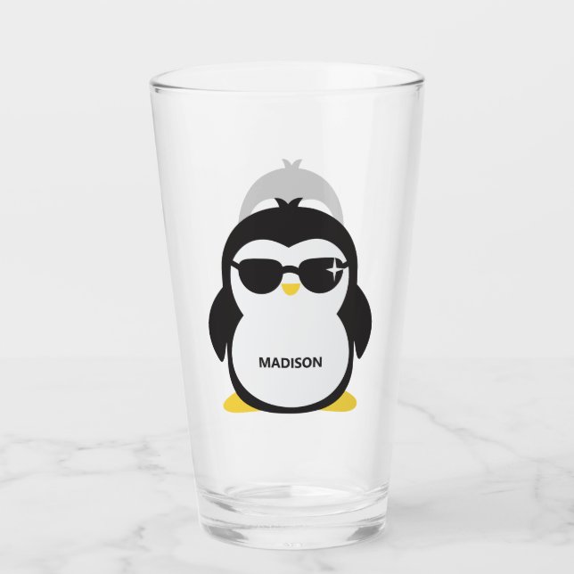 Custom name Penguin pint glass (Front)