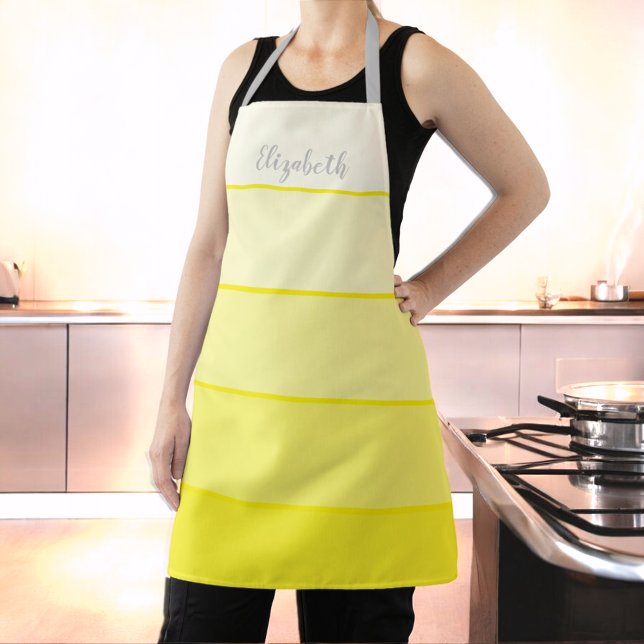 Custom Name Perky Yellow Stripe Colour Palette Apron (yellow striped medium apron)