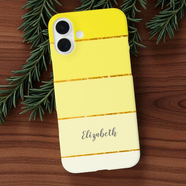 Custom Name Perky Yellow Stripe Colour Palette Case-Mate iPhone Case (template iPhone case)