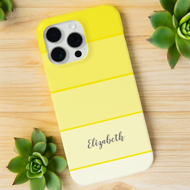 Custom Name Perky Yellow Stripe Colour Palette Case-Mate iPhone Case (back iPhone 15 phone case)
