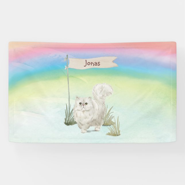 Custom Name Persian Cat Pet Banner (Horizontal)
