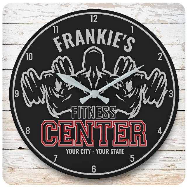 Custom NAME Personal Trainer Fitness Centre Gym Large Clock (Creator Uploaded)