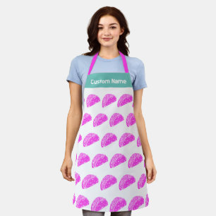 Custom Name Personalized Aprons, Funny Pink Taco Apron