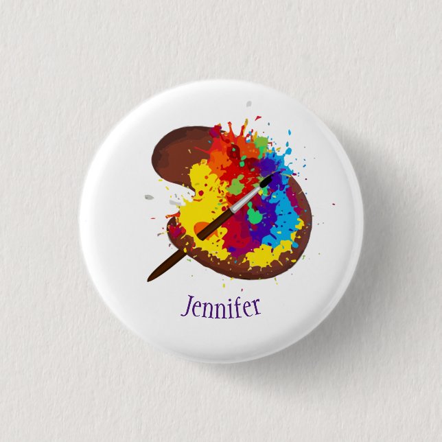 Custom Name Personalized Artist Painter Art 1 Inch Round Button (Front)