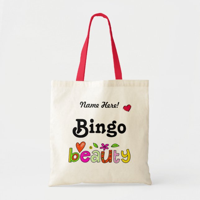 Custom Name Personalized Beautiful Bingo Player Tote Bag (Front)
